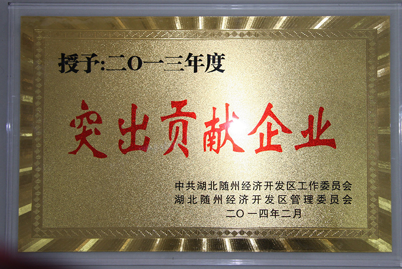 厦工楚胜荣获随州市2013年突出贡献企业